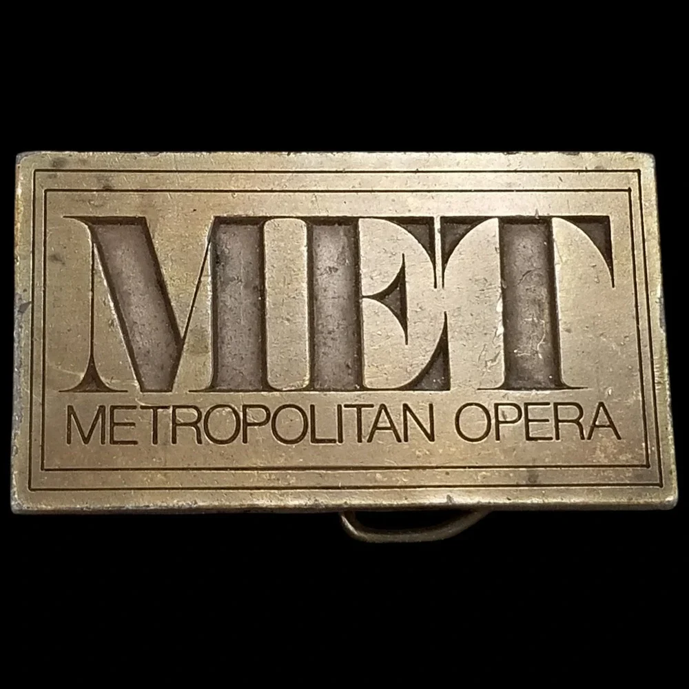 Metropolitan Opera‎ MET Belt Buckle Brass Plated Vintage Accessory USA Made
